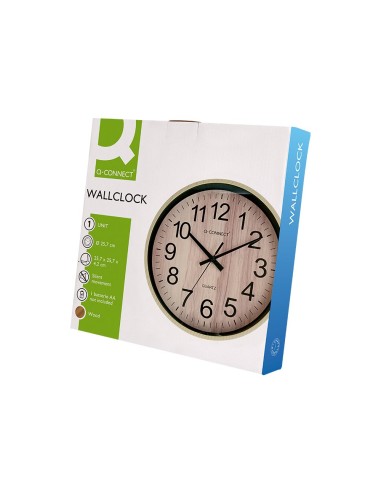 RELOJ Q-CON.DE PARED PLAST.REDONDO 25,7 CM SILENCIOSO MADERA NATURAL