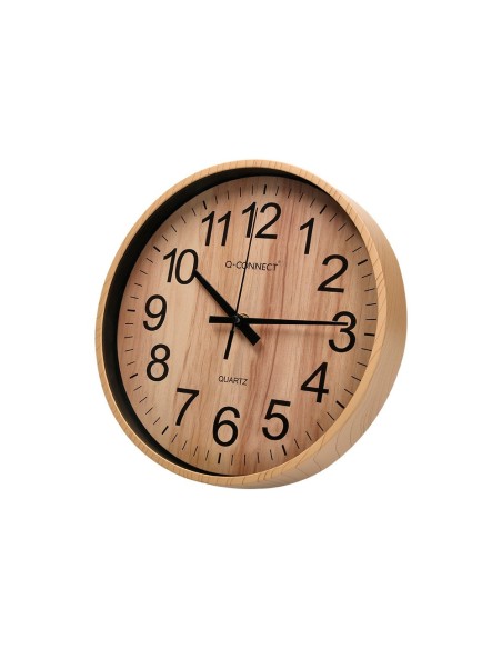 RELOJ Q-CON.DE PARED PLAST.REDONDO 25,7 CM SILENCIOSO MADERA NATURAL