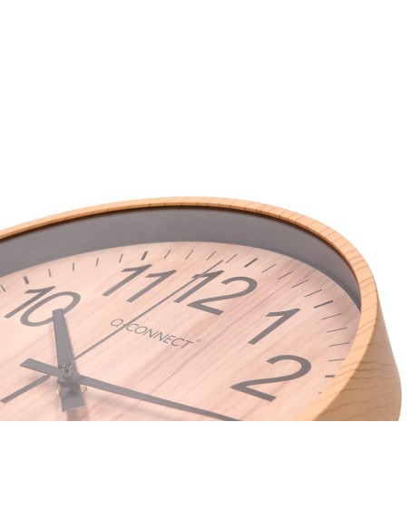 RELOJ Q-CON.DE PARED PLAST.REDONDO 25,7 CM SILENCIOSO MADERA NATURAL