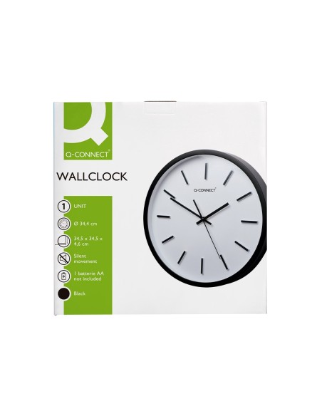 RELOJ Q-CON.DE PARED PLAST.REDONDO 34,4 CM MOVIMIENTO SILENCIOSO NG.