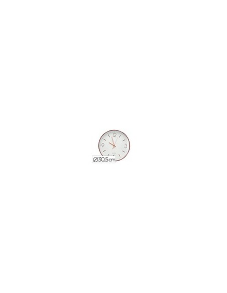 RELOJ Q-CON.DE PARED METALICO REDONDO 30,5 CM SILENCIOSO ROSA DORADO
