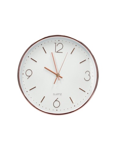 RELOJ Q-CON.DE PARED METALICO REDONDO 30,5 CM SILENCIOSO ROSA DORADO