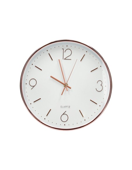 RELOJ Q-CON.DE PARED METALICO REDONDO 30,5 CM SILENCIOSO ROSA DORADO