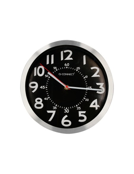 RELOJ Q-CON.PARED MET REDONDO 25 CM MOVI SILENCIOSO NG  ESFERA CROMAD