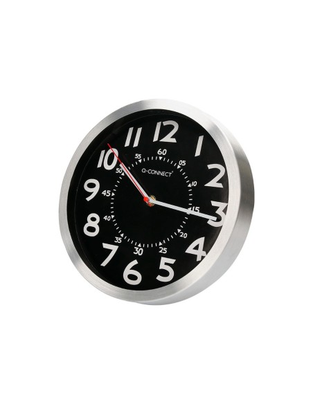 RELOJ Q-CON.PARED MET REDONDO 25 CM MOVI SILENCIOSO NG  ESFERA CROMAD