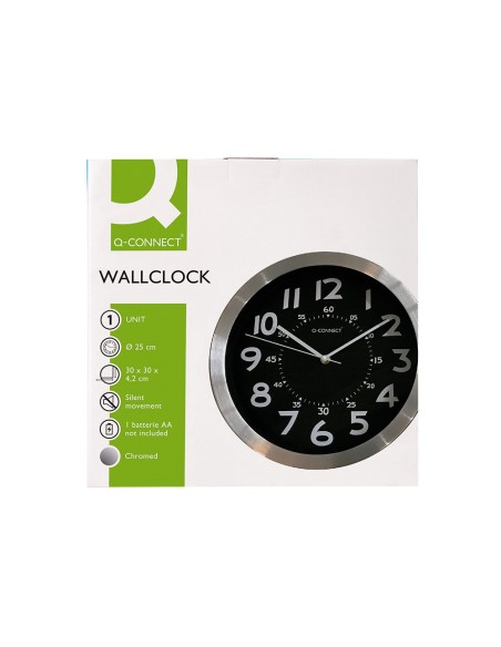 RELOJ Q-CON.PARED MET REDONDO 25 CM MOVI SILENCIOSO NG  ESFERA CROMAD