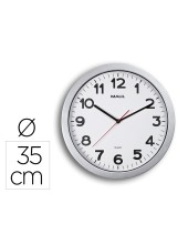 RELOJ MAUL STEP PARED REDONDO 35 CM DIAMETRO ELECTRICO PLATA