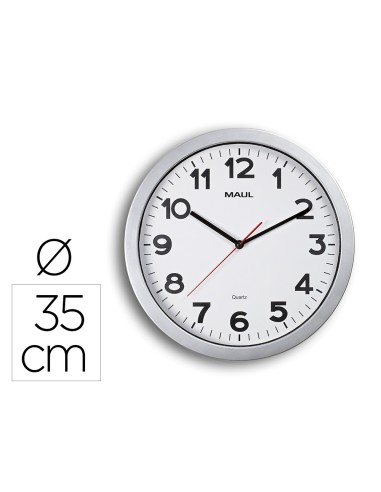 RELOJ MAUL STEP PARED REDONDO 35 CM DIAMETRO ELECTRICO PLATA