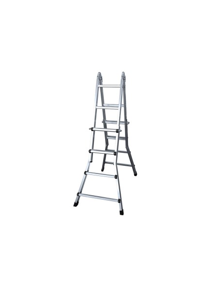 ESCALERA TELESCOPICA ACERO AL.4+4 PELDAÑOS T.FINAL PVC EN131-4