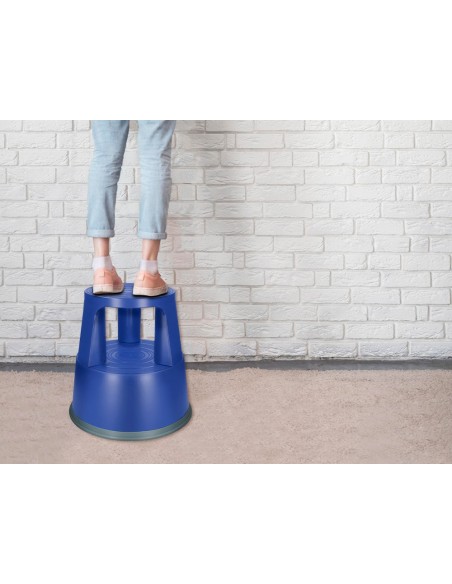 TABURETE Q-CON.RUEDAS RETR.ES TRES RUEDAS DOS NIVELES AZUL