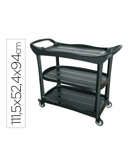 CARRO SERVICIO MULTIFUNCIONAL Q-CON 3 ESTANTES PLçSTICO 1115x524x940