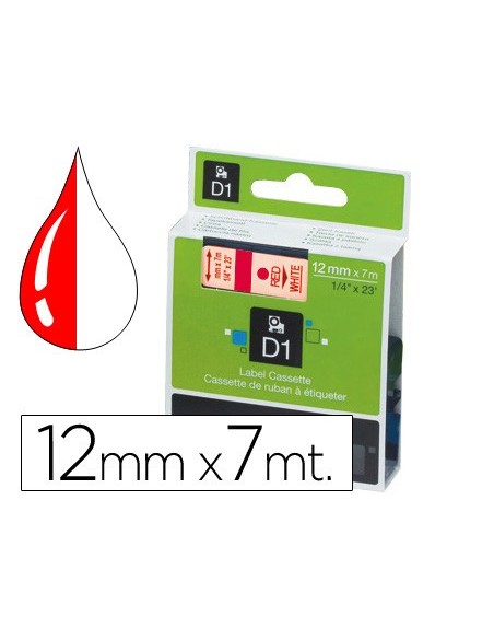 CINTA DYMO 45015 12MMX7MT RJ./BL.  D1
