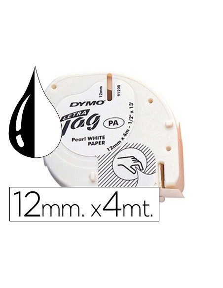 CINTA DYMO 91200 12MMX4MT PAPEL NG./BL. D1