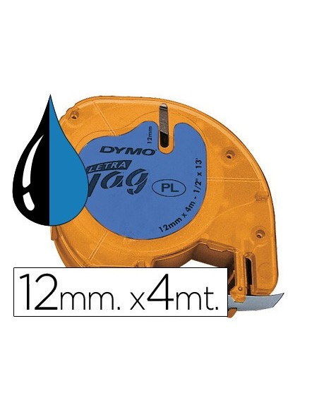CINTA DYMO 91205 12MMX4MT NG./AZ. D1
