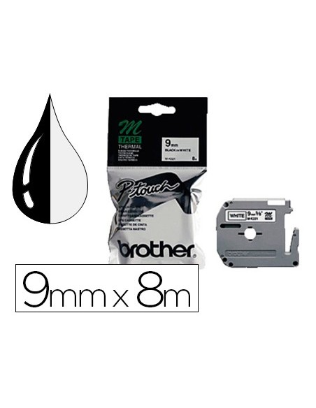 MK-221 CINTA BROTHER BL./NG. 9MMX8MT.