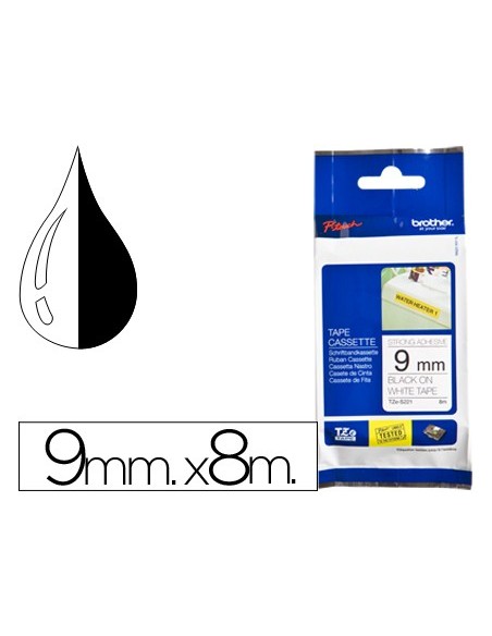 TZE-S221 CINTA BROTHER BL./NG. 9MMX8MT.SUPERADH.