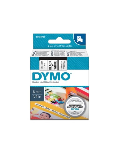 CINTA DYMO 43613 6MMX7MT NG./BL.  D1