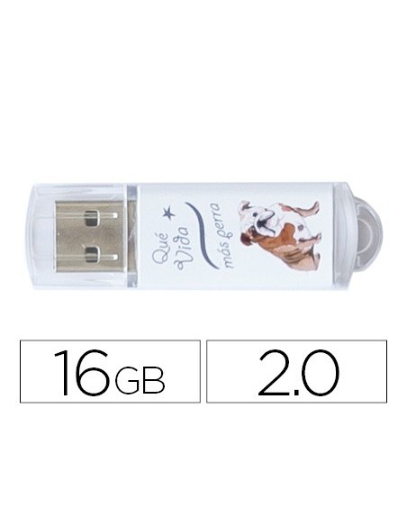 MEMORIA USB TECHONETECH FLASH DRIVE 16GB 2.0 QUE VIDA MAS PERRA