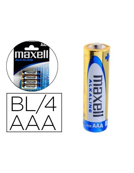 PILA MAXELL ALCALINA 1.5 V TIPO AAA LR03 BLISTER 4 UD.