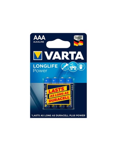 PILA VARTA ALCALINA LONGLIFE POWER AAA TIPO LR-03 4 UD.