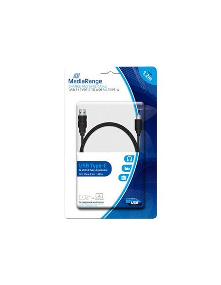 CABLE USB 3.1 TIPO C A USB 3.0 TIPO A MEDIARANGE 1.2MT.NG.