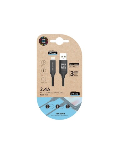 CABLE USB 2.4 TECH ONE NYLON TIPO USB APPLE MICRO USB 1MT.NG.