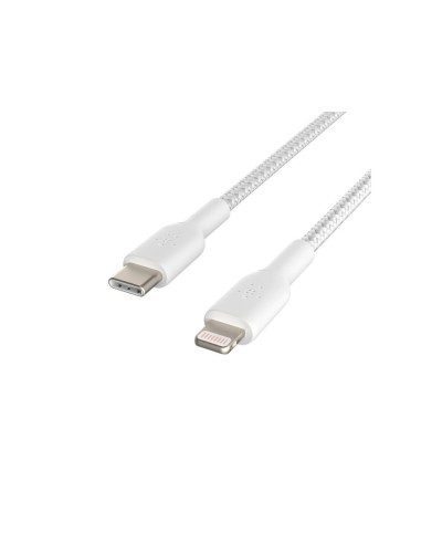 CABLE TRENZADO BELKIN CAA004BT1MWH USB-C A LIGHTNING LARGO 1 M BL.