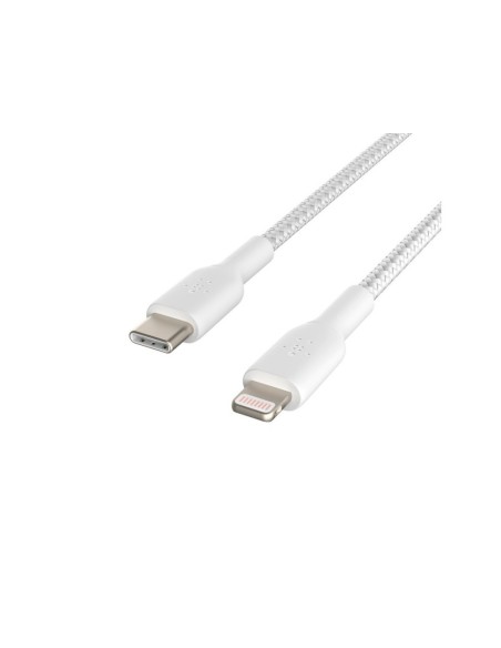 CABLE TRENZADO BELKIN CAA004BT1MWH USB-C A LIGHTNING LARGO 1 M BL.