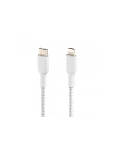 CABLE TRENZADO BELKIN CAA004BT1MWH USB-C A LIGHTNING LARGO 1 M BL.