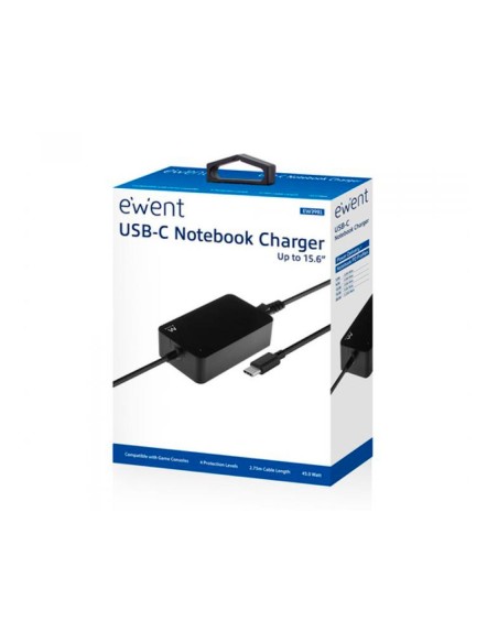 CARGADOR EWENT PORTATIL USB TYPE-C 100-240V 45W