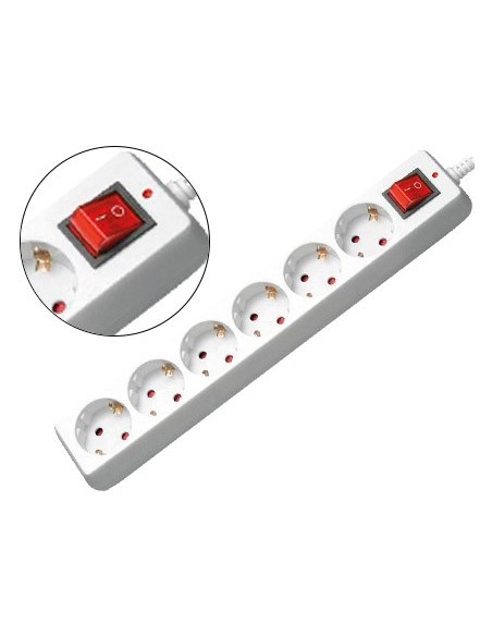 REGLETA 6 TOMAS MEDIARANGE BL.CON INTERRUPTOR CABLE 1,4M