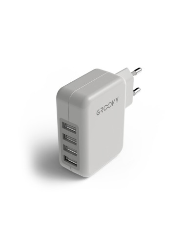 CARGADOR PARED GROOVY 4 USB BL.