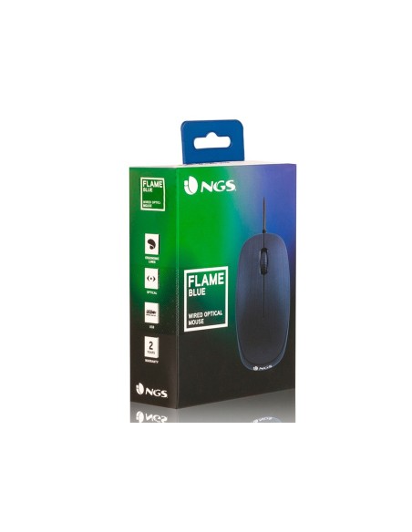 RATON NGS WIRED FLAME OPTICO CABLE 1000 DPI AMBIDIESTROS USB AZ.