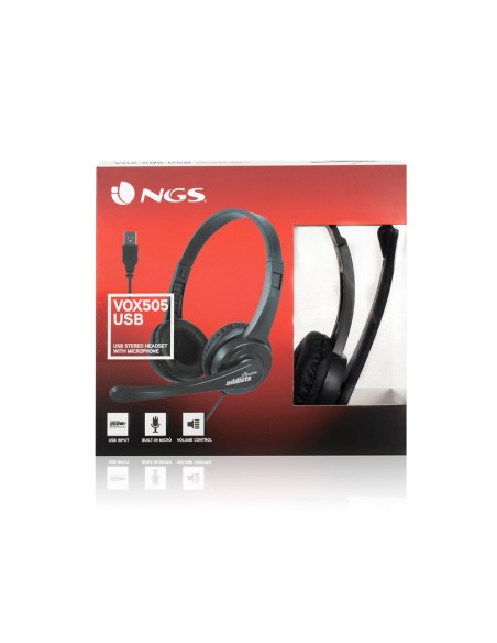 AURICULAR CON MICRO NGS VOX505 USB NEGRO