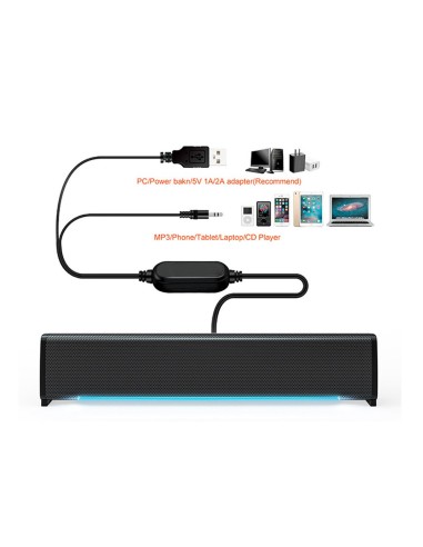 BARRA SONIDO Q-CON.PARA PC ILUMINACIÓN LED NG.