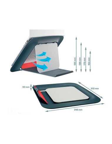 SOPORTE PORTATIL LEITZ ERGO COSY AJUSTABLE 4 ALTURA GRIS 310X50X247MM