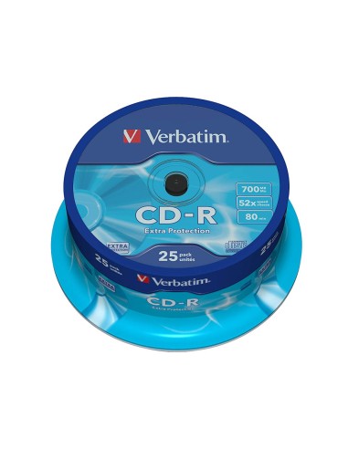 CD-R VERBATIM CAP 700MB VELOCIDAD 52X 80 MIN 25 UD