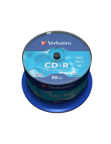 CD-R VERBATIM 700MB VELOCIDAD 52X 80 MIN 50 UD.