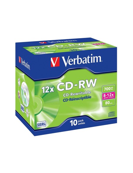 CD-RW VERBATIM SERL 700MB VELOCIDAD 12X 80 MIN PK.DE 10 UD.