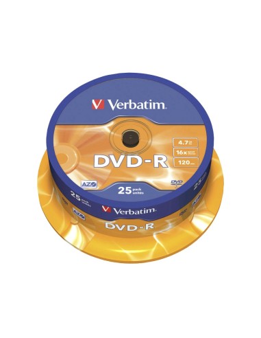 DVD-R VERBATIM 4.7GB VEL. 16X 120 MIN 25 UD.