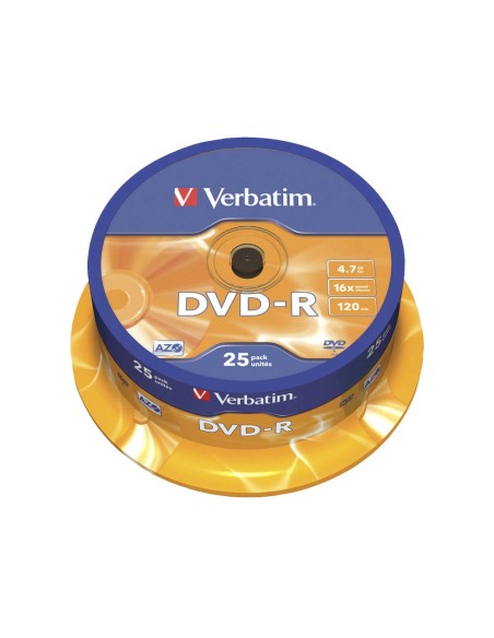 DVD-R VERBATIM 4.7GB VEL. 16X 120 MIN 25 UD.