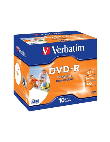 DVD-R VERBATIM IMPRIMIBLE 4.7GB VEL 16X120MIN 10UD.