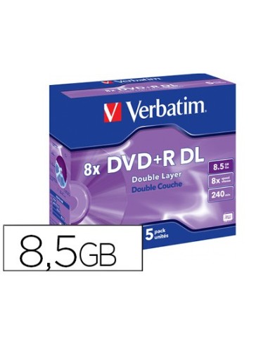 DVD+R VERBATIM DOBLE CAPA 8.5GB VEL. 8X 240 MIN 5 UD.