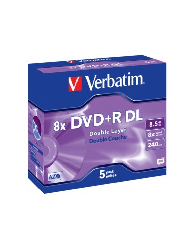 DVD+R VERBATIM DOBLE CAPA 8.5GB VEL. 8X 240 MIN 5 UD.