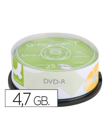 DVD-R Q-CON. CAP. 4,7GB DUR.120MIN VEL. 16X 25 UD.