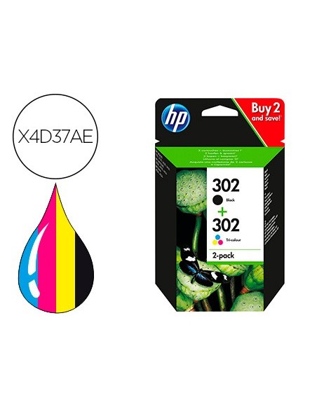 X4D37AE CARTUCHO HP Nº 302 MULTIPACK 195 PG.