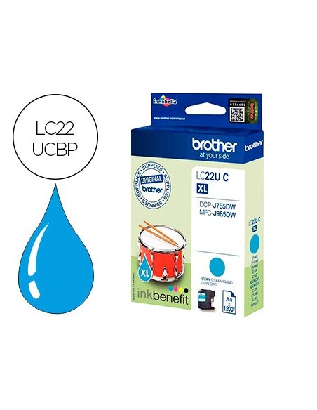 LC-22UCBP CARTUCHO BROTHER CIAN ALTA CAP. 1200 PG.