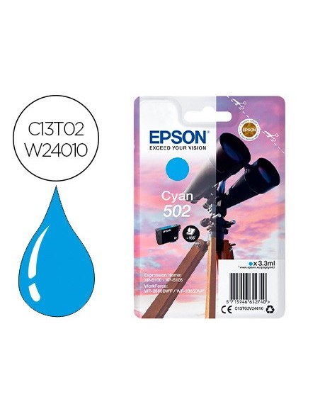 C13T02W24010 CARTUCHO EPSON XP-5100/XP-5105 502 XL CIAN 470 PG.