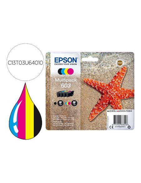 C13T03U64010 CARTUCHO EPSON XP-2100 603 MULTIPACK 4 COL.NG.