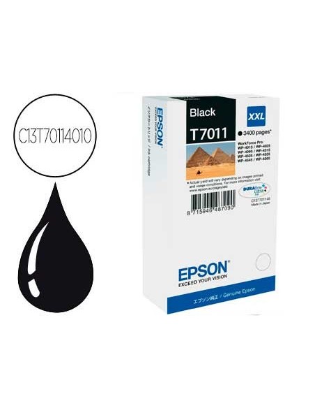 C13T70114010 CARTUCHO EPSON WP4000/WP4500 T7011 XL NG. 3400 PG.